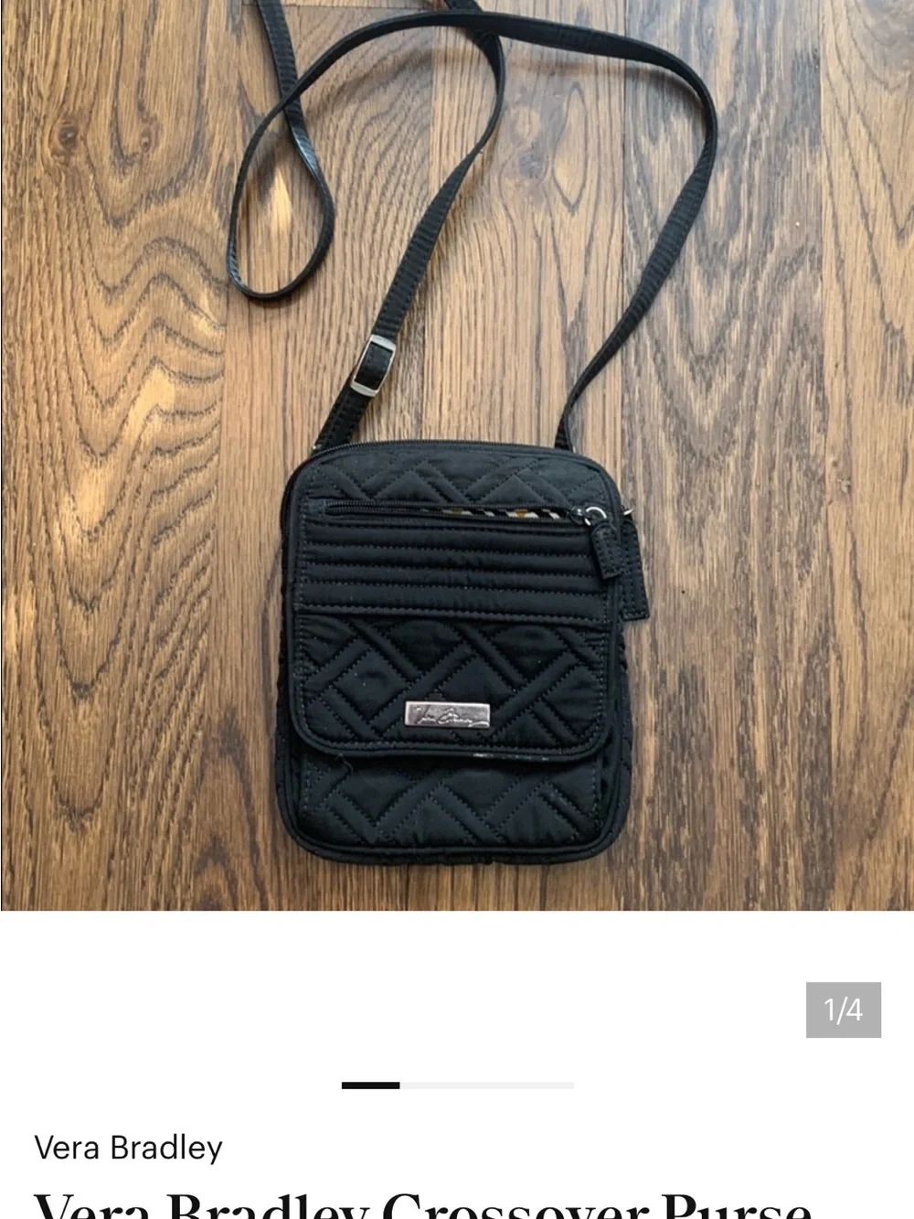 Black Vera Bradley quilted crossover 49 inch.  10 x 12x3 🖤